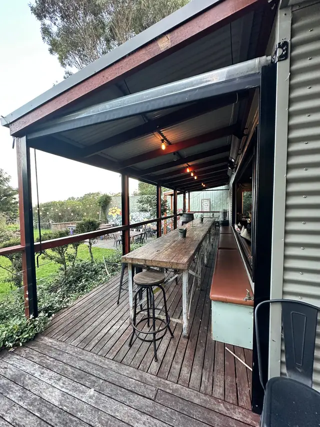 Deck seating area at Harvest Milton